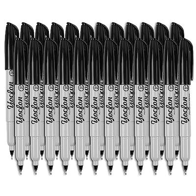 Sfaih Black Permanent Markers Bulk 24 Pack Fine Point Permanent Markers for  Plastic Glass Metal Wood, Quick Dry Waterproof Permanent Fine 