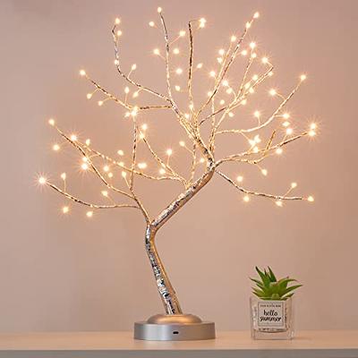 FuChsun Bonsai Tree Light 90 LED Warm White Silver Branches