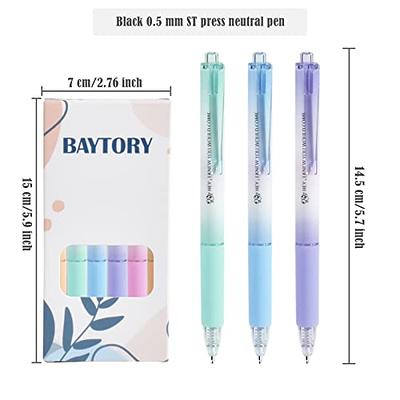 BAYTORY 5Pcs Cute Gel Pens, Quick Dry Ink Pen Fine Point Black Refills  0.5mm, Aesthetic Retractable Rolling Ball Pen Smooth Writing for School  Office