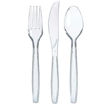 Prestee 300 Plastic Silverware Set, Clear Plastic Cutlery Set, Disposable  Set -100 Clear Plastic Forks, 100 Plastic Spoons, 100 Plastic Knives, Heavy  Duty Bulk Disposable Flatware Plastic Utensils Set - Yahoo Shopping