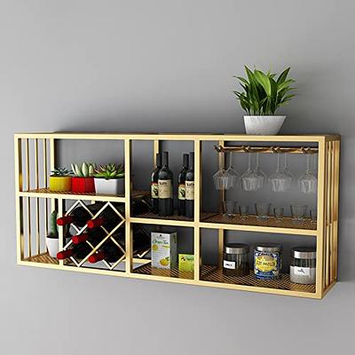Floating Wall Mount Industrial Modern Cage Wine Bar Liquor Cabinet