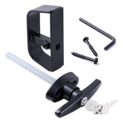 SKYSEN Shed Door Lock Latch, Shed Door T Handle Lock, 5-1/2 Steam- 2 Keys-  Shed Door Hardware- Black(Shed Lock-1)