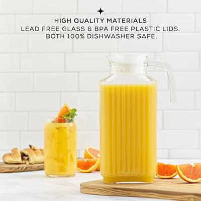 Pitcher With Lid, Fridge Door Jug With Handle, Juice Container With Lid,  BPA Free Space-Saving, Drinks Jugs For Lemonade, Ice Tea, Milk, Juice And