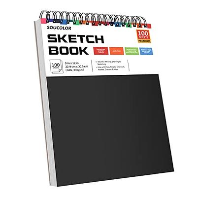 9 x 12 inches Sketch Book, Top Spiral Bound Sketch Pad,1 pack 100-Sheets  (68lb/