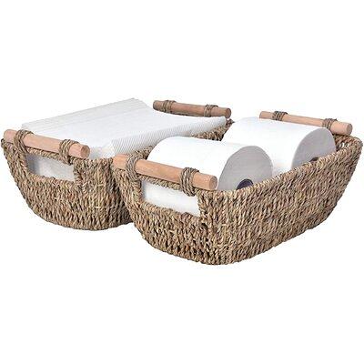 Hand-Woven Small Wicker Baskets, Seagrass Storage Baskets with