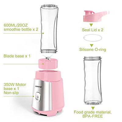 HERRCHEF Smoothie Blender, Blender for Shakes and Smoothies, 350W Powerful  Personal Blender with 2 x 20oz Portable Bottle, Single Blender Easy To