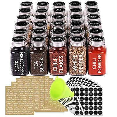 Talented Kitchen 8 Pack Large Glass Spice Bottles with 239 Preprinted Label  Stickers, 8 Ounce Empty Square Seasoning Jars with Shaker Lids & Silver