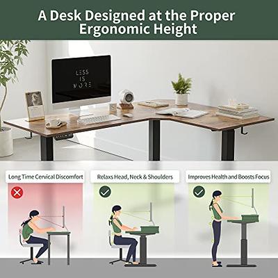 FEZIBO 75 Inches Triple Motor L Shaped Standing Desk Reversible, Electric  Height Adjustable Corner Stand up Desk, Sit Stand Desk Computer  Workstation, Black Frame/Rustic Brown Top - Yahoo Shopping