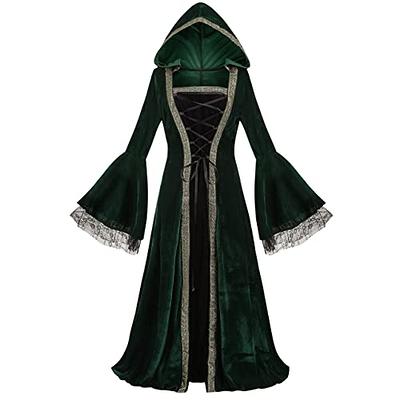 Feiboyy Renaissance Costume Women's Robe Gothic Dress Women's Medieval  Renaissance with Hood Dress Halloween Party Costume : : Fashion