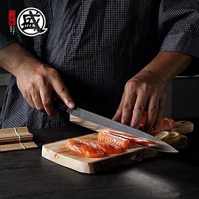 MITSUMOTO SAKARI 7 inch Santoku Cooking Knife, Hand Forged Kitchen Meat  Knife, Professional Japanese Chef Knife (G10 Handle & Gift Box)