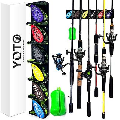 PLUSINNO V6 Vertical Upgrade Fishing Rod/Pole Holders, Support Extra Large  & Heavy Fishing Rod and Reel Combos, Fishing Rod Holders for Garage, Wall