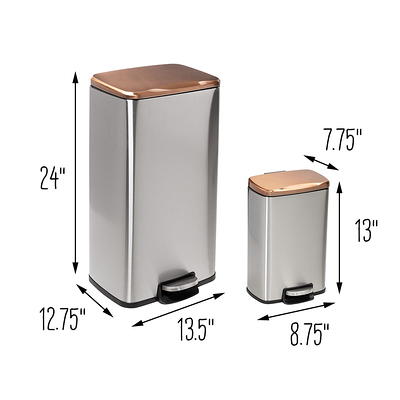 Steel Trash Can 3.1 Gallon Round Step Bathroom Trash Can Outdoor