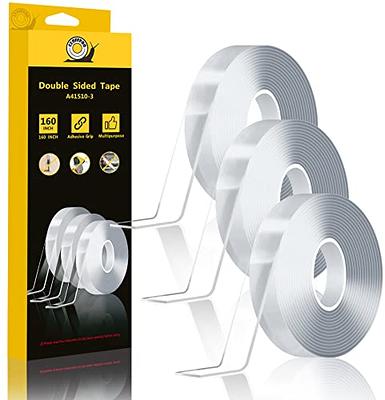 Nano Double Sided Poster tape Heavy Duty Multipurpose Hanging Adhesive  strips Strong Sticky Mounting tape Picture Gel tape (Transparent 9.84FT)  9.84FT Transparent