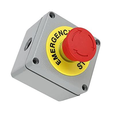 NEW Red Sign Mushroom Emergency Stop Push Button Switch Station Normally  Closed