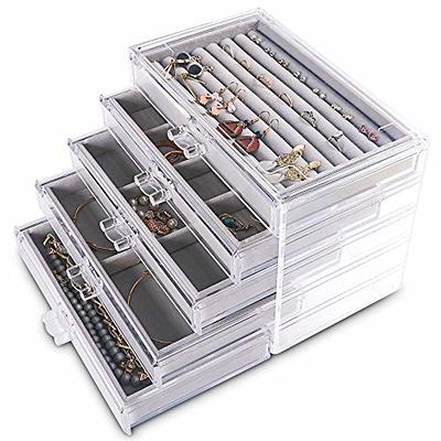 Euedue Clear Acrylic Jewelry Storage Box, Earring Jewelry Organizer with 5  Drawers, 5-Layer Jewelry Box for Women, Earrings Display Holder for Ring  Bracelet Necklace, 120 Grid Compartment Storage Box - Yahoo Shopping