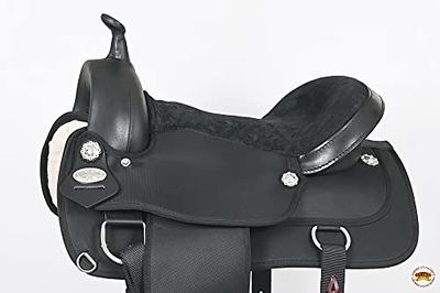 Hilason Western Wool Felt Horse Saddle Pad W/ Cowhide Leather - Black