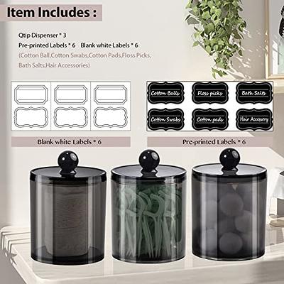 Dockapa 4 Pack Qtip Holder - 10 oz, 12 oz Restroom Bathroom Organizers and Storage Containers, Clear Plastic Apothecary Jars with Lids for Cotton Ball, Cotton