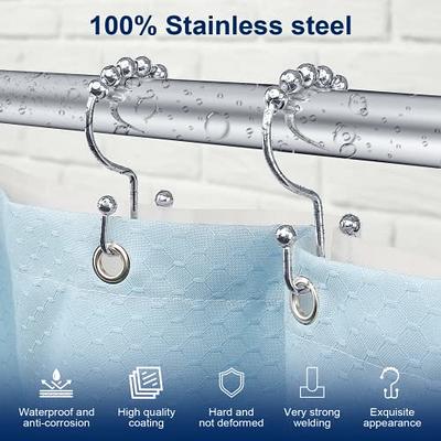 DadyMart Shower Curtain Hooks Rust Resistant Shower Curtain Rings Metal Double Glide Rollers Shower Hooks for Bathroom Shower Curtain Rods Curtains, S