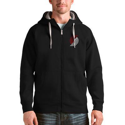 Atlanta Braves Antigua Women's Axe Bunker Tri-Blend Pullover Hoodie -  Black/White