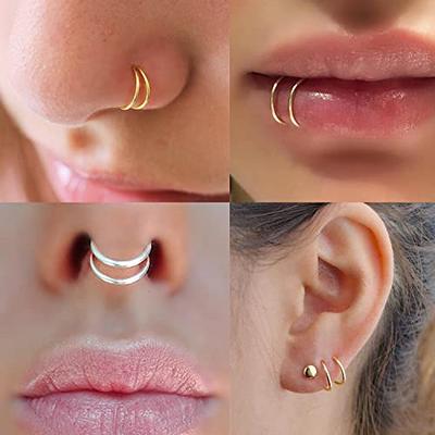 Huitan Punk Style Fake Nose Rings Lip Rings Body Jewelry Faux Piercing Clip Women  Nose Rings