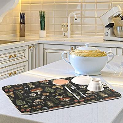 Mushroom Fern Leaves Berry Dish Drying Mat for Kitchen Counter Vintage  Botanical Nature Drying Mats Super Absorbent Reversible Microfiber Kitchen  Countertop Protector Dishes Pad Large18x24 inch - Yahoo Shopping