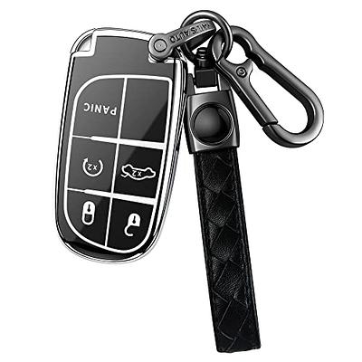  OFFCURVE for Jeep Dodge Key Fob Cover with Keychain, Key Fob  Cover Case for Jeep Grand Cherokee Renegade Chrysler Dodge RAM Journey Dart  Fiat Durango Challenger Accessories Car Key Holder, Black 