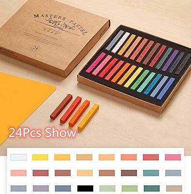 HA Shi Soft Chalk Pastels, 48 Assorted Colors Non Toxic Art Supplies, Square Charcoal, Drawing Media for Artist Stick Pastel