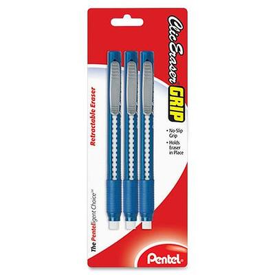 Pentel Clic Eraser Grip, Retractable Eraser, Blue Barrel, Box of 12 (ZE22C)