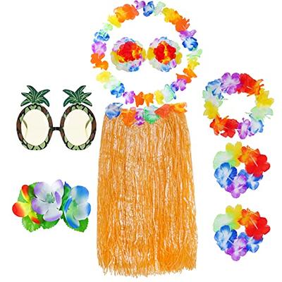 Hawaiian Grass Skirt Flower Leis Coconut Bra Adult Child Fancy Dress  Accessories