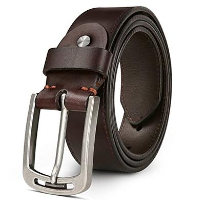 KEECOW Men's 100% Italian Cow Leather Belt Men With Anti-Scratch  Buckle,Packed in a Box