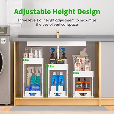 Seasky 2 Pack Adjustable Height Under Sink Organizers and Storage, 2 Tier  Sliding Bathroom Organizer, Kitchen Organizer Multipurpose Under Sink Cabinet  Storage with 8 Hooks and 2 Hanging Cup - Yahoo Shopping