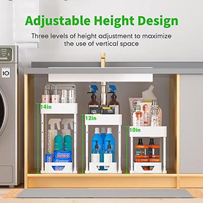 Seasky 2 Pack Adjustable Height Under Sink Organizers and Storage, 2 Tier  Sliding Bathroom Organizer, Kitchen Organizer Multipurpose Under Sink  Cabinet Storage with 8 Hooks and 2 Hanging Cup - Yahoo Shopping