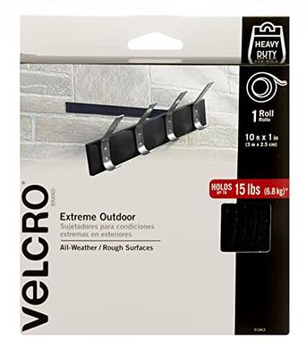 VELCRO Brand Extreme Outdoor Heavy Duty Tape, 10Ft x 1 In, Holds 15 lbs, Black with Stick on Adhesive