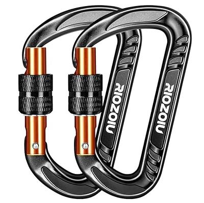 Riozoiu Heavy Duty Lightweight Locking Carabiner Clips 12KN D Ring for  Camping Hiking Outdoor Gym etc, Carabiner with Lock Small Carabiners for  Dog Leash & Harness (black-2pcs) - Yahoo Shopping