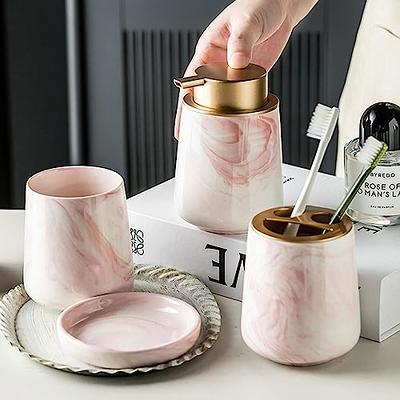 Bathroom Accessories Set, 4Pcs/Set Luxury Ceramic Bathroom Accessory Set,  Soap/Lotion Dispenser, Bathroom Tumbler, Soap Dish for Home Hotel Bathroom