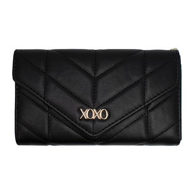 XOXO Women's Small Black Graffeti Print Saffiano Leather Zip