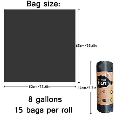 8 Gallon Trash Bags, 15+15 Count Garbage Bags 8 gallon, Compostable Medium  Black Trash Bags, Unscented Leak Proof Bags for Office, Home, Bedroom, Car