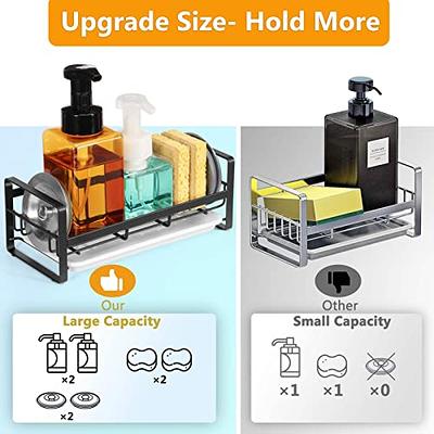 HapiRm Sponge Holder Kitchen Sink Caddy Organizer, Sponge Dish Brush Soap  Dispenser Holder with Drain Tray for Countertop, SUS304 Stainless Steel