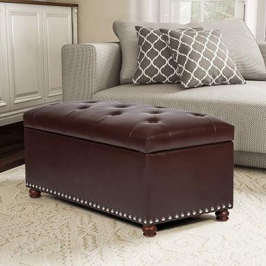 Adeco Footstool Ottoman Faux Leather Foot Rest Stool - Yahoo Shopping