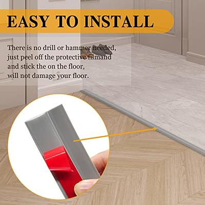 10ft Floor Transition Strip, Self Adhesive Carpet Edging Trim Strip, Threshold Strips for Threshold Height Less Than 5 mm (Gray Wood Grain)