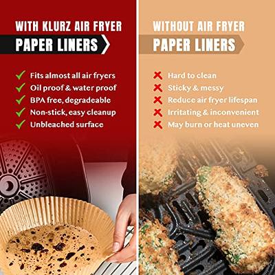 KLURZ 120pcs Air Fryer Liners Disposable Paper - 6.3inch Airfryer Liner for Fryer  Basket (Fit 2