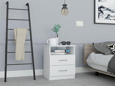 Mainstays Hillside Nightstand with Drawer, White Finish - Soft White