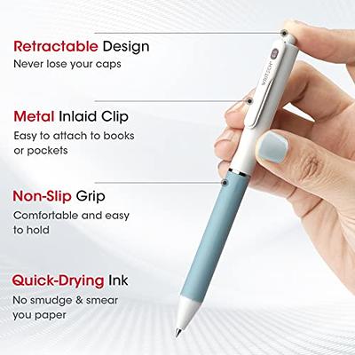 WRITECH Retractable Gel Ink Pens: 8ct Black 0.5mm Fine Point Tip Pen Comfort Grip Smooth Writing with Aesthetic Gradient Color Barrel for Journaling