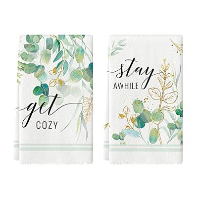 Flour Sack Towel Blue Tea Towel Kitchen Towel Eucalyptus Print