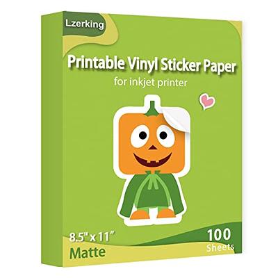 PAPERVISUAL 50 Printable Permanent Vinyl Papers - Sticker Printer Paper -  Matte White