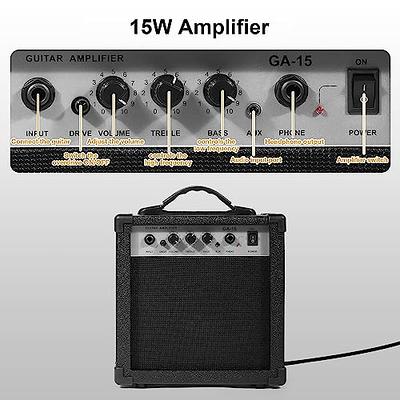 39 Inch Full Size Electric Guitar Kit with 15W Amp, 6 String