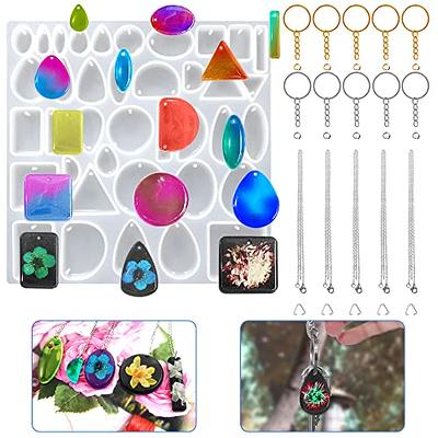XXKJSZJQ Resin Keychain molds,7 Pieces Keychain Silicone Mold for epoxy  Resin with Holes,for DIY Art Crafts Pendant Necklace Keychain Making