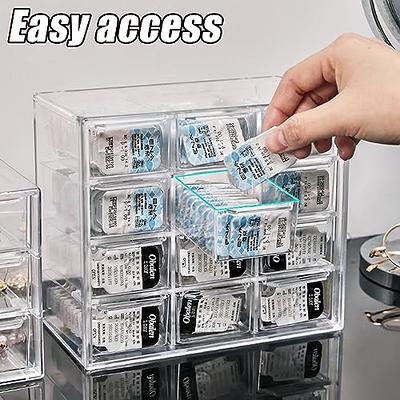 MUQING Daily Contact Lens Case Storage Box, 12 Grids Large Capacity Daily  Eye Contact Colored Lenses Organizer Bin, Easy Hang up Clear Plastic Box  for All Brand Cosmetic Contact Lens Cases 