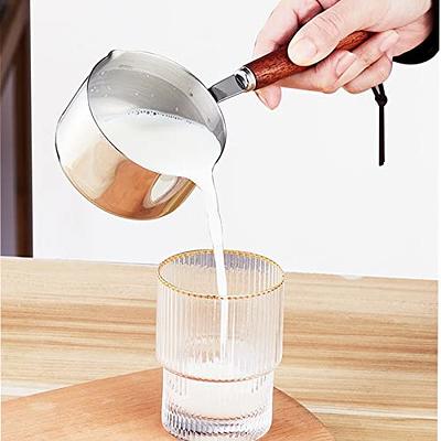 Butter warmer, Stainless Steel Turkish Coffee Pot, Milk Warmer, Chocolate  Melting Pot, Small Saucepan with Heat Resistand Wooden Handle and Dual Pour  Spout（8.45OZ/ 250ML） - Yahoo Shopping