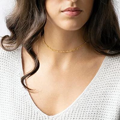 Klenai Dainty Gold Necklace for Women Girls, 14K Gold Plated